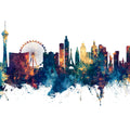 Las Vegas Nevada Skyline Blue & Bronze Mural Wallpaper - pure wallpaper artwork