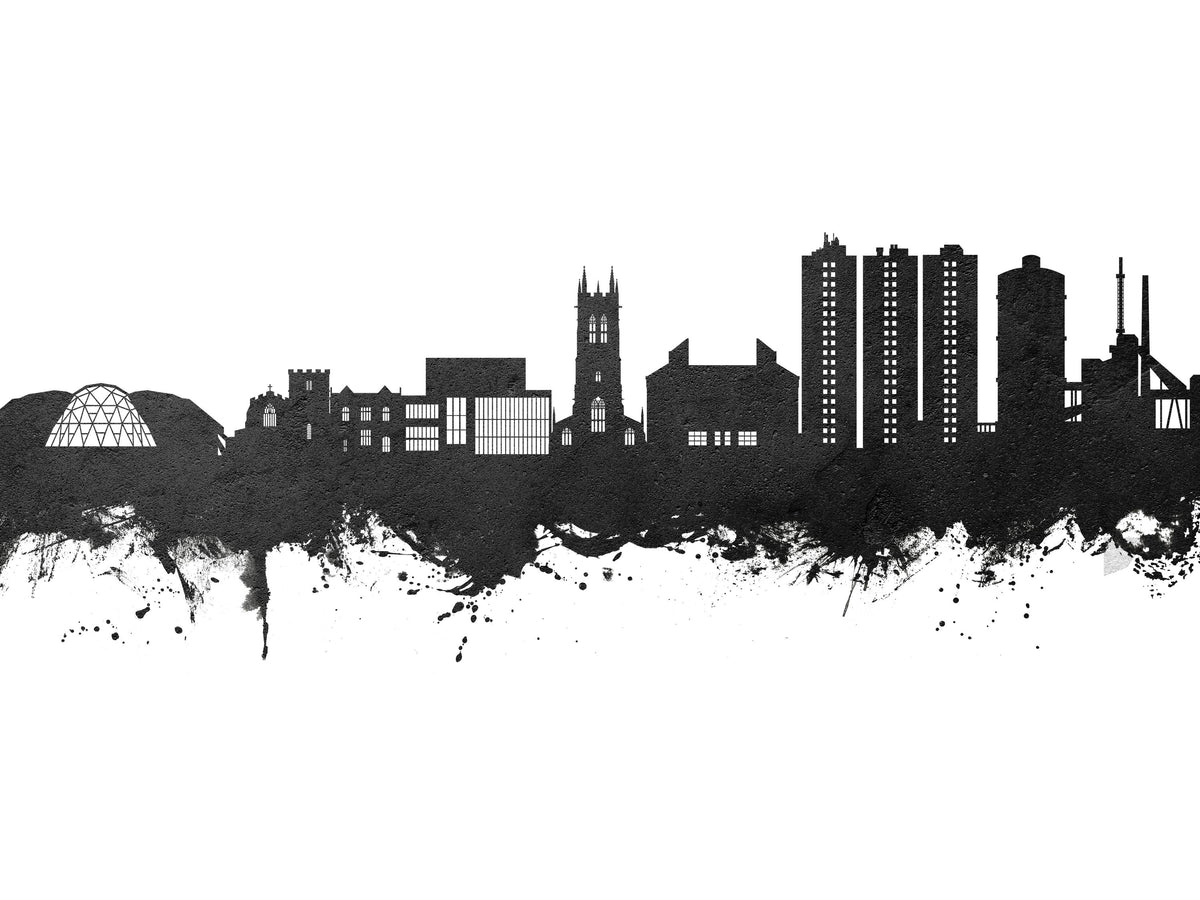 Scunthorpe England Skyline Black & White Mural Wallpaper - pure wallpaper artwork