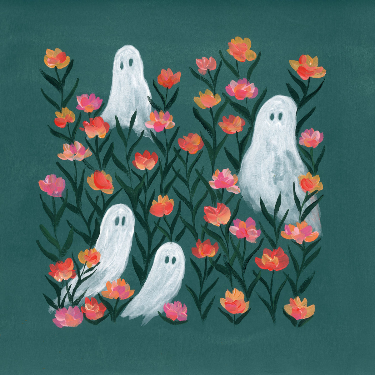 Ghosts in the Flower Patch Mural Wallpaper - pure wallpaper artwork