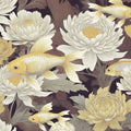 Dancing Fish, Yellow on Brown Mural Wallpaper - pure wallpaper artwork