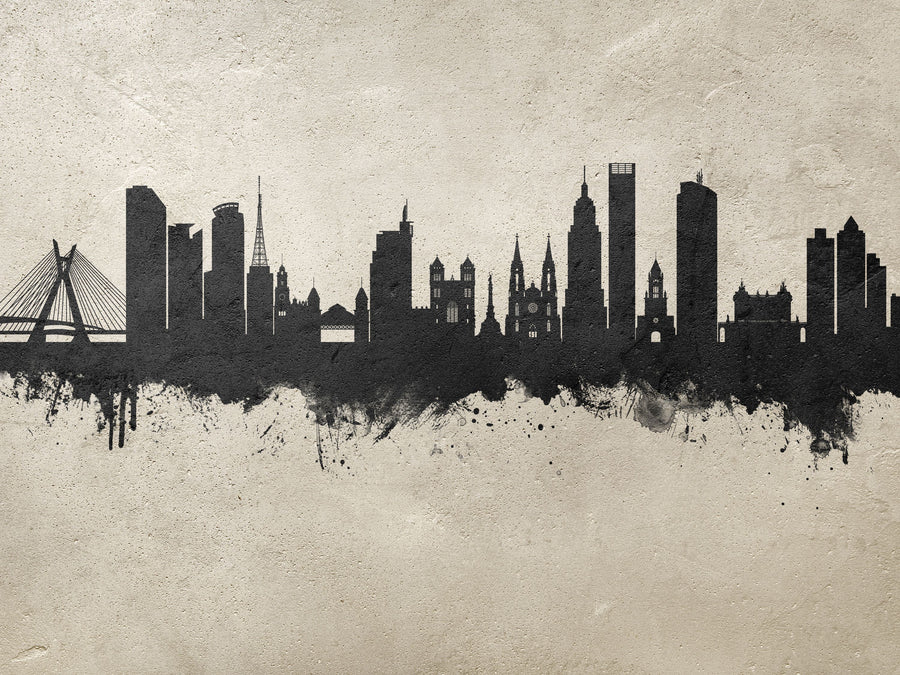 São Paulo Brazil Skyline Concrete Mural Wallpaper