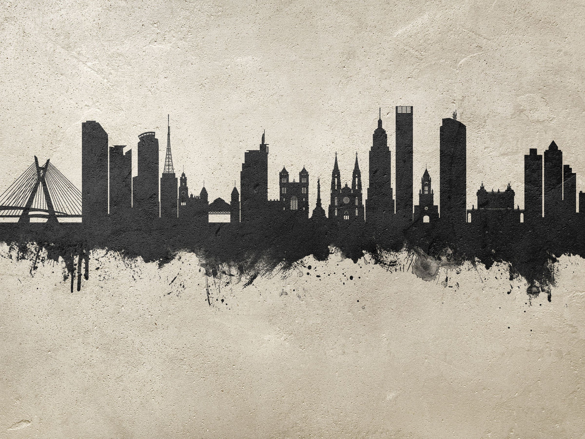 São Paulo Brazil Skyline Concrete Mural Wallpaper - pure wallpaper artwork
