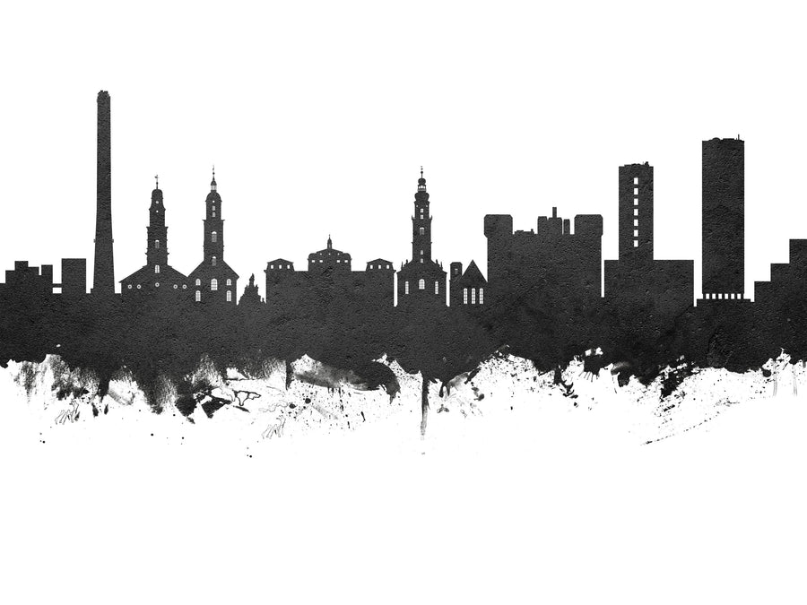 Erlangen Germany Skyline Black & White Mural Wallpaper