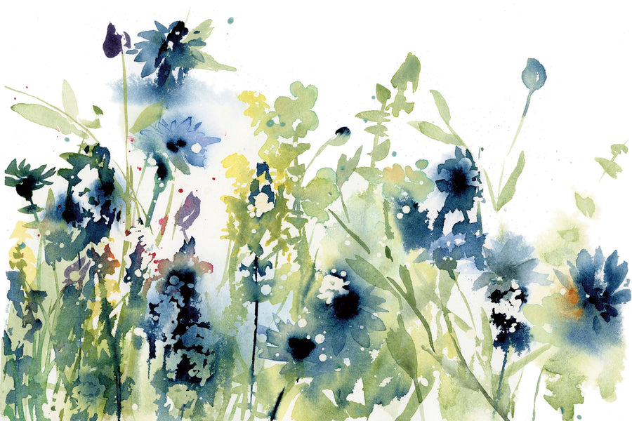 Wild Meadow Blue Mural Wallpaper