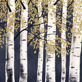 Fresh Forest Indigo Gold Mural Wallpaper - pure wallpaper artwork
