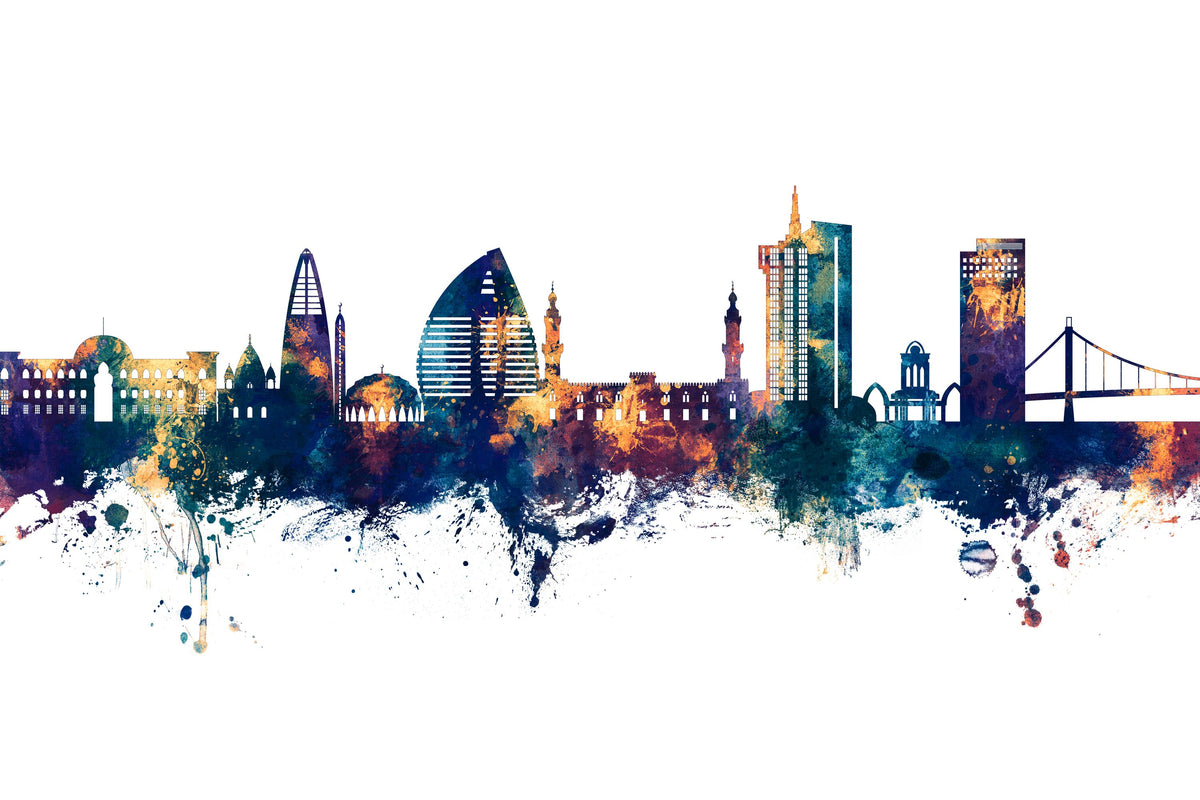 Khartoum Sudan Skyline Blue & Bronze Mural Wallpaper - pure wallpaper artwork