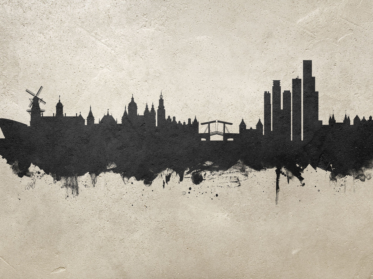 Amsterdam Skyline Concrete Mural Wallpaper - pure wallpaper artwork