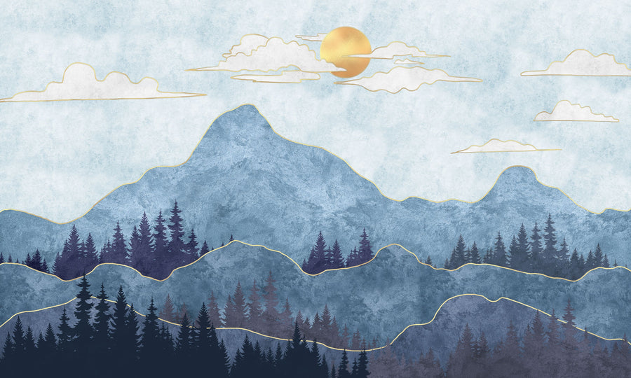 Blue Haze Mountains Mural Wallpaper