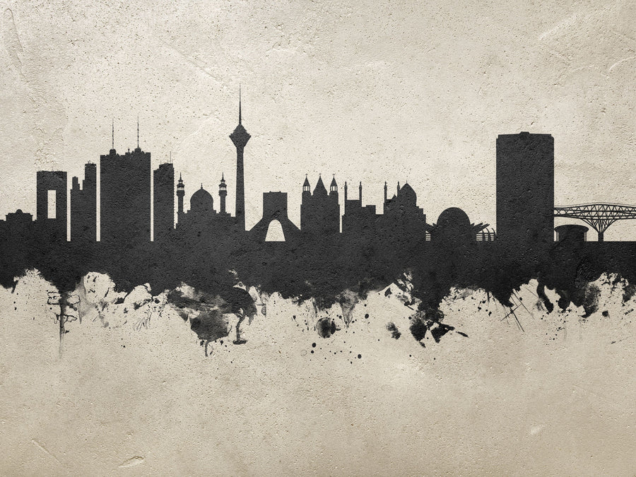 Tehran Iran Skyline Concrete Mural Wallpaper