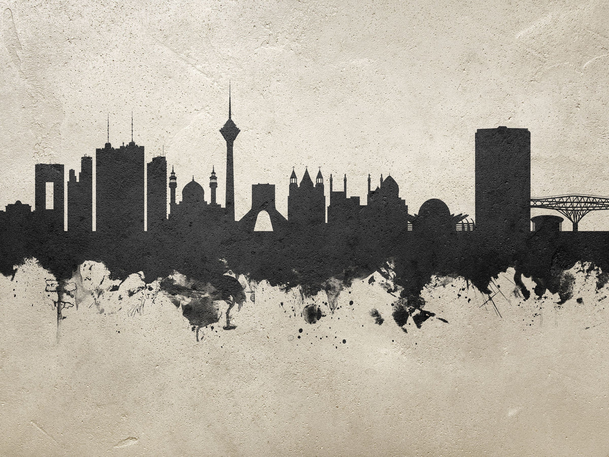 Tehran Iran Skyline Concrete Mural Wallpaper - pure wallpaper artwork