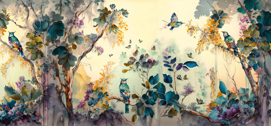 Tropical Birds Mural Wallpaper