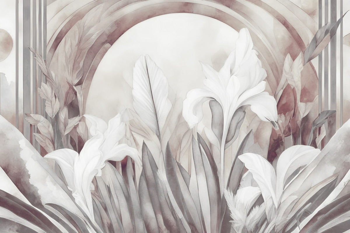 Irises At Sunrise Red Mural Wallpaper - pure wallpaper artwork