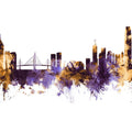 Hong Kong Skyline Purple & Gold Mural Wallpaper - pure wallpaper artwork