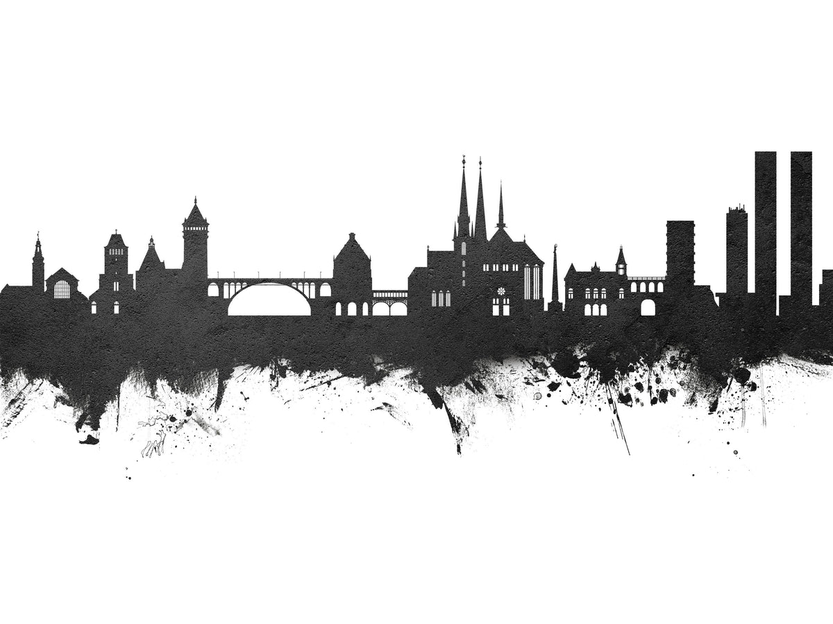 Luxembourg City Skyline Black & White Mural Wallpaper - pure wallpaper artwork