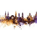 Helsinki Skyline Purple & Gold Mural Wallpaper - pure wallpaper artwork