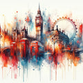 Watercolor London Skyline Mural Wallpaper - pure wallpaper artwork