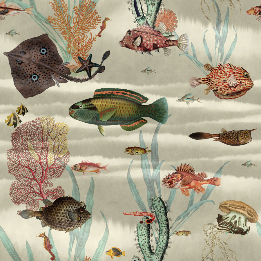 Under the Surface White Mural Wallpaper