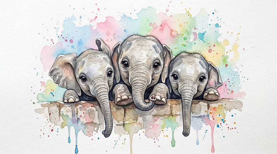 Elephants - Cute Baby Animals Series Mural Wallpaper