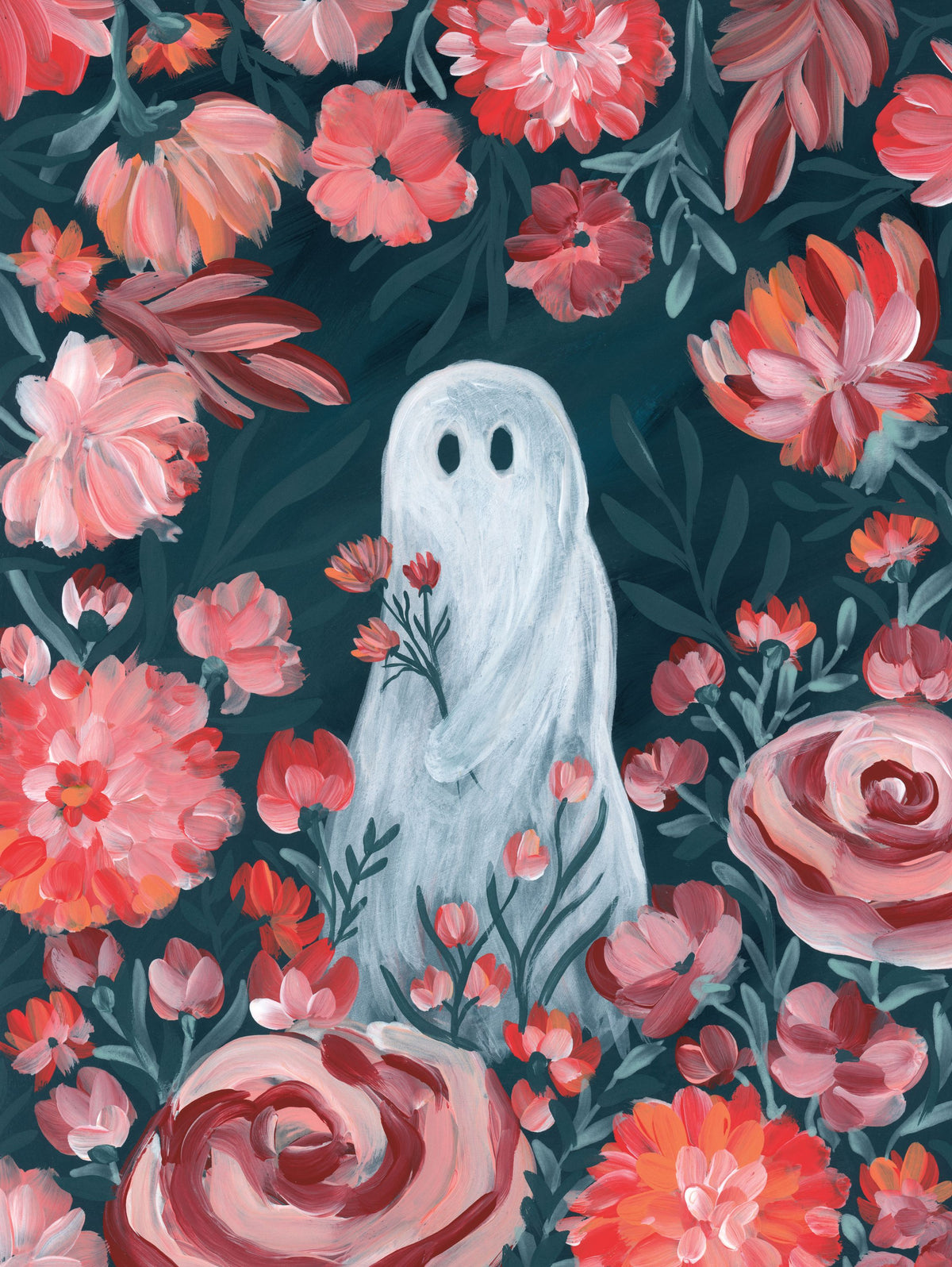 Ghost Among the Flowers Mural Wallpaper - pure wallpaper artwork