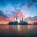 Pudong Sunrise Blue Mural Wallpaper - pure wallpaper artwork