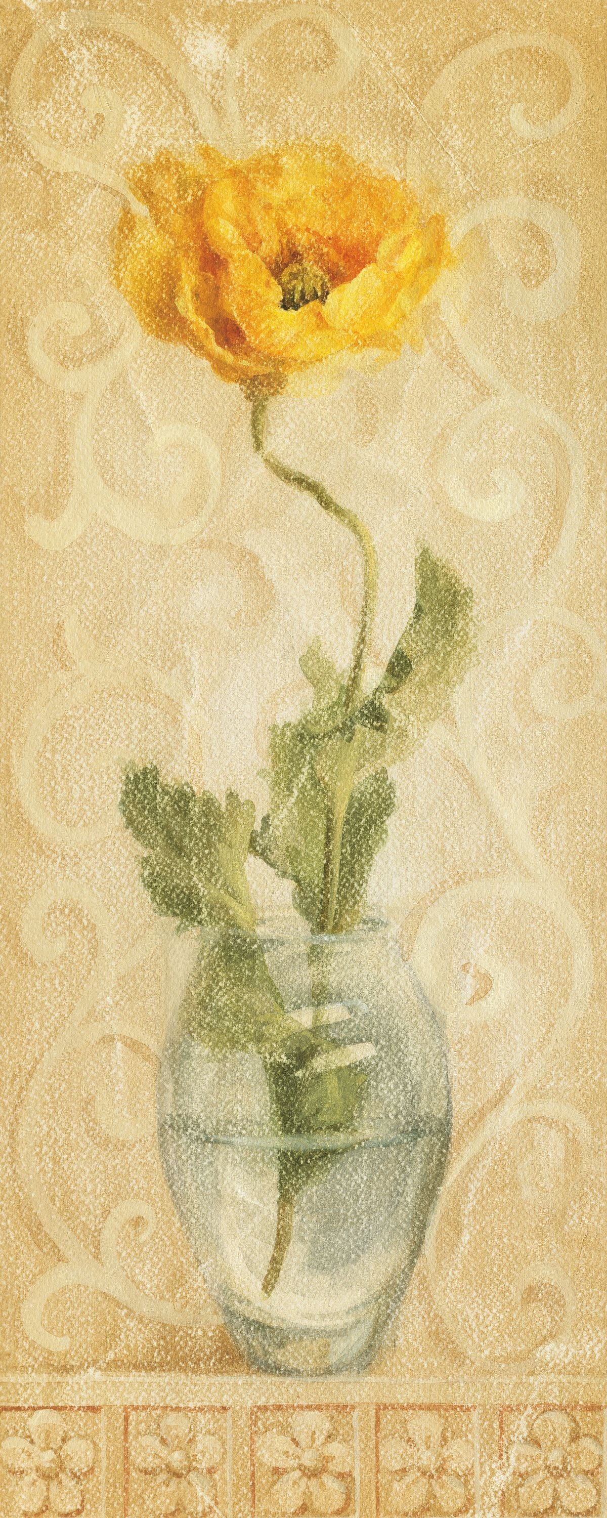 Vintage Poppy in Glass Vase Mural Wallpaper - pure wallpaper artwork