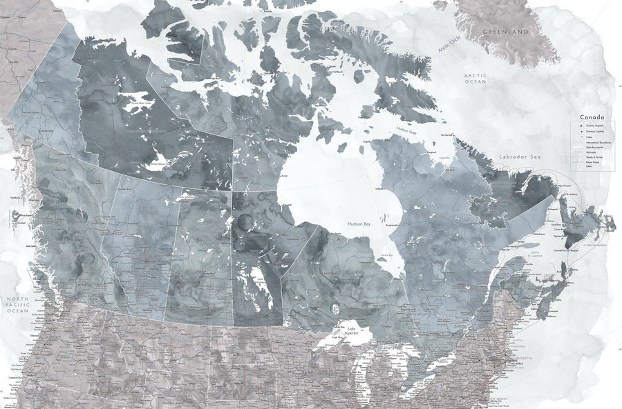 Canada Map Detailed - Estela Mural Wallpaper