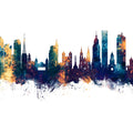 São Paulo Brazil Skyline Blue & Bronze Mural Wallpaper - pure wallpaper artwork
