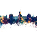 Egham England Skyline Blue & Bronze Mural Wallpaper - pure wallpaper artwork