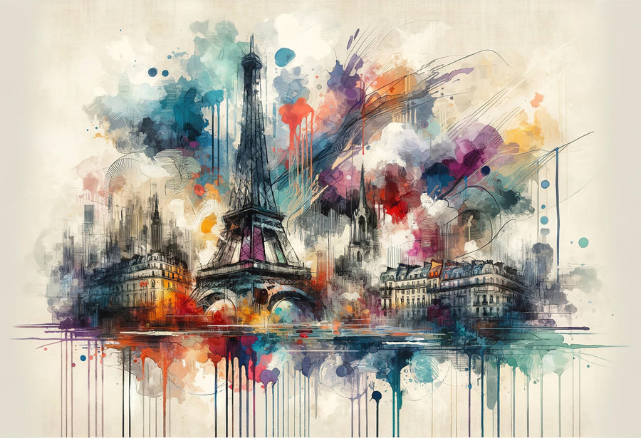 Watercolor Skyline Paris II Mural Wallpaper