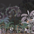 Tropical Forest Strolls Dark Green Mural Wallpaper - pure wallpaper artwork