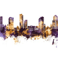 Tegucigalapa Honduras Skyline Purple & Gold Mural Wallpaper - pure wallpaper artwork