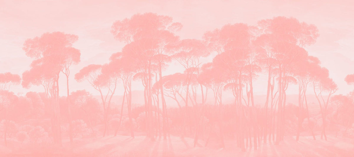 Mediterranean Pine Landscape, Blush Mural Wallpaper - pure wallpaper artwork