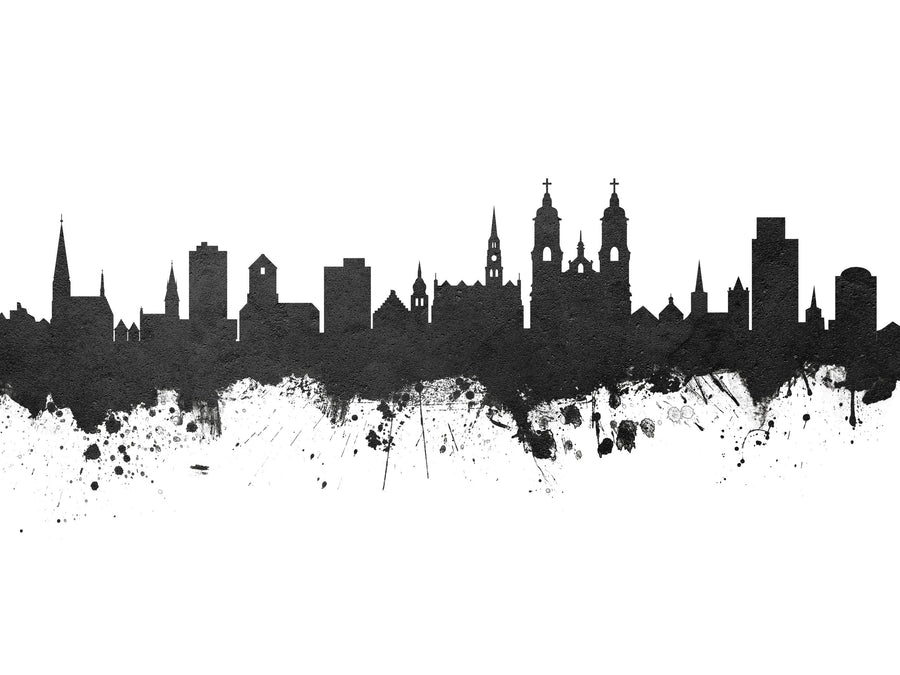 St Gallen Switzerland Skyline Black & White Mural Wallpaper