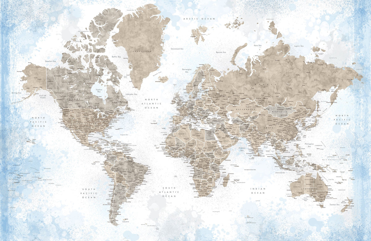 World Map Cities - Ghada Mural Wallpaper - pure wallpaper artwork