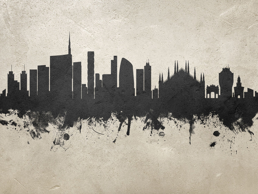 Milan Italy Skyline Concrete Mural Wallpaper