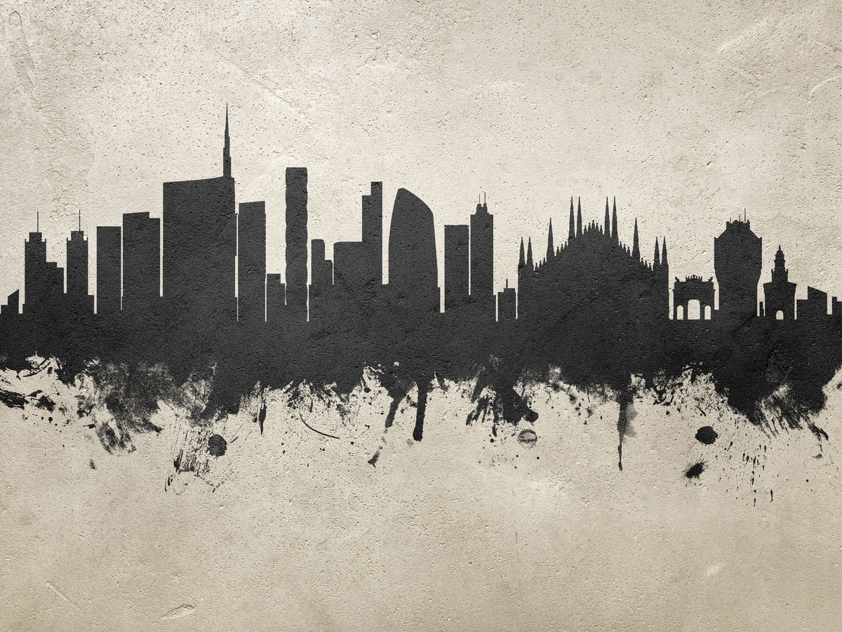Milan Italy Skyline Concrete Mural Wallpaper - pure wallpaper artwork