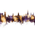 Lancaster England Skyline Purple & Gold Mural Wallpaper - pure wallpaper artwork