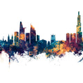Ho Chi Minh City Vietnam Skyline Blue & Bronze Mural Wallpaper - pure wallpaper artwork