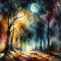 Moonlit Enchanted Forest Mural Wallpaper - pure wallpaper artwork