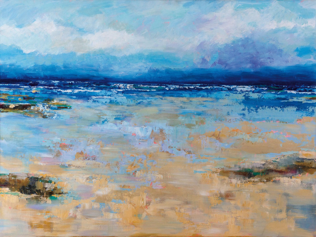 East Beach Mural Wallpaper - Blue Tone - pure wallpaper artwork