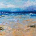 East Beach Mural Wallpaper - Blue Tone - pure wallpaper artwork