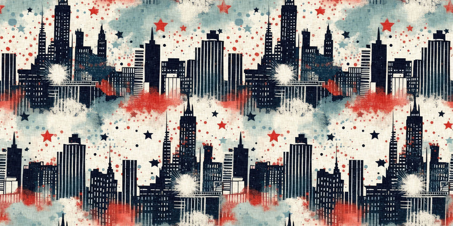 4th of July Skyline Mural Wallpaper