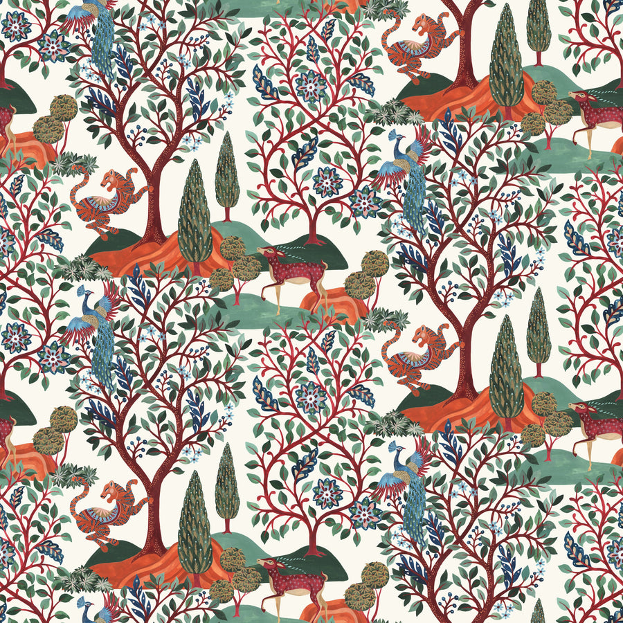 Garden of Myth and Memory Pattern, White Mural Wallpaper