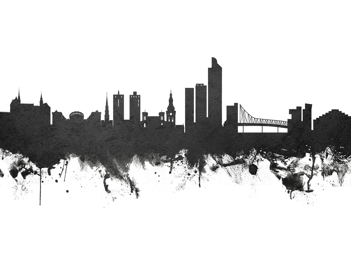 Oslo Skyline Black & White Mural Wallpaper - pure wallpaper artwork