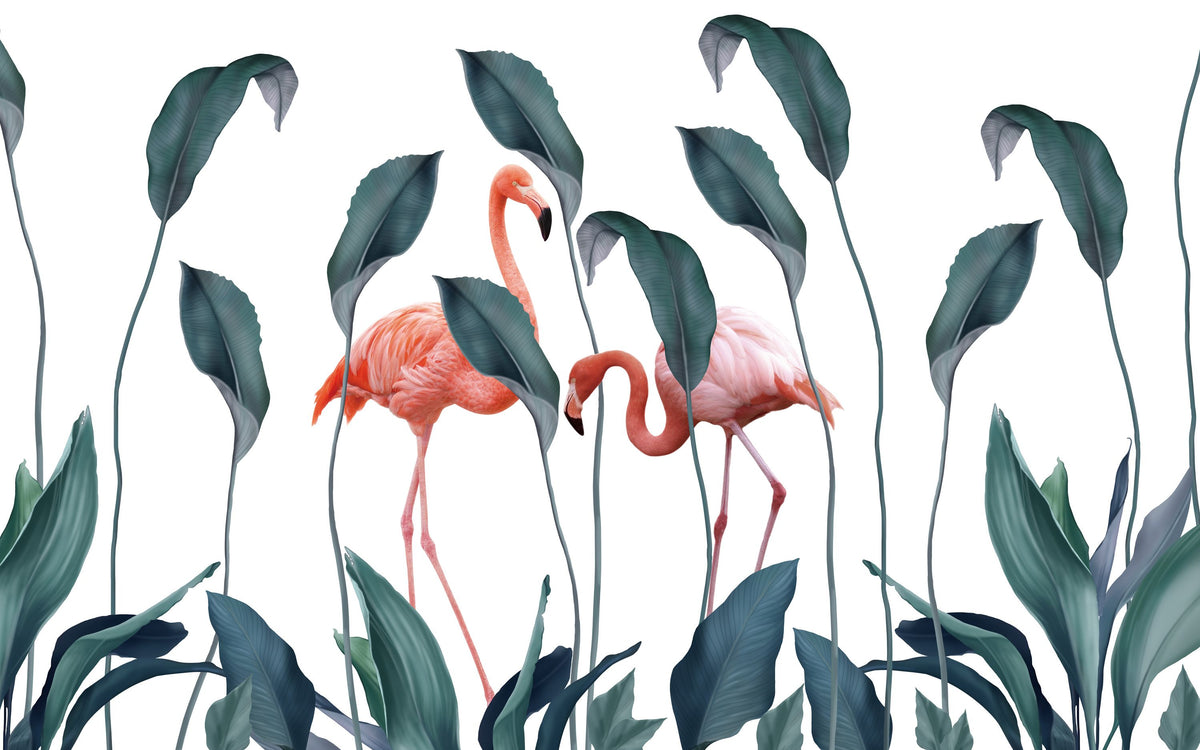 Shy Flamingos Mural Wallpaper - pure wallpaper artwork
