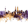 Kuala Lumpur Skyline Purple & Gold Mural Wallpaper - pure wallpaper artwork