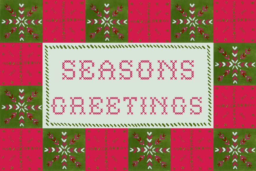 Quilted Christmas II Mural Wallpaper