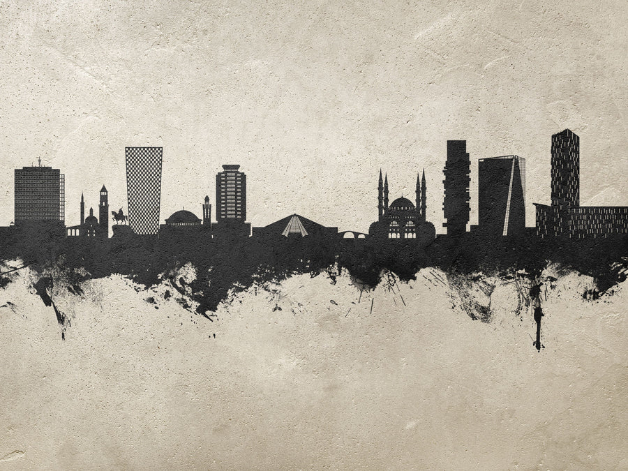 Tirana Skyline Concrete Mural Wallpaper