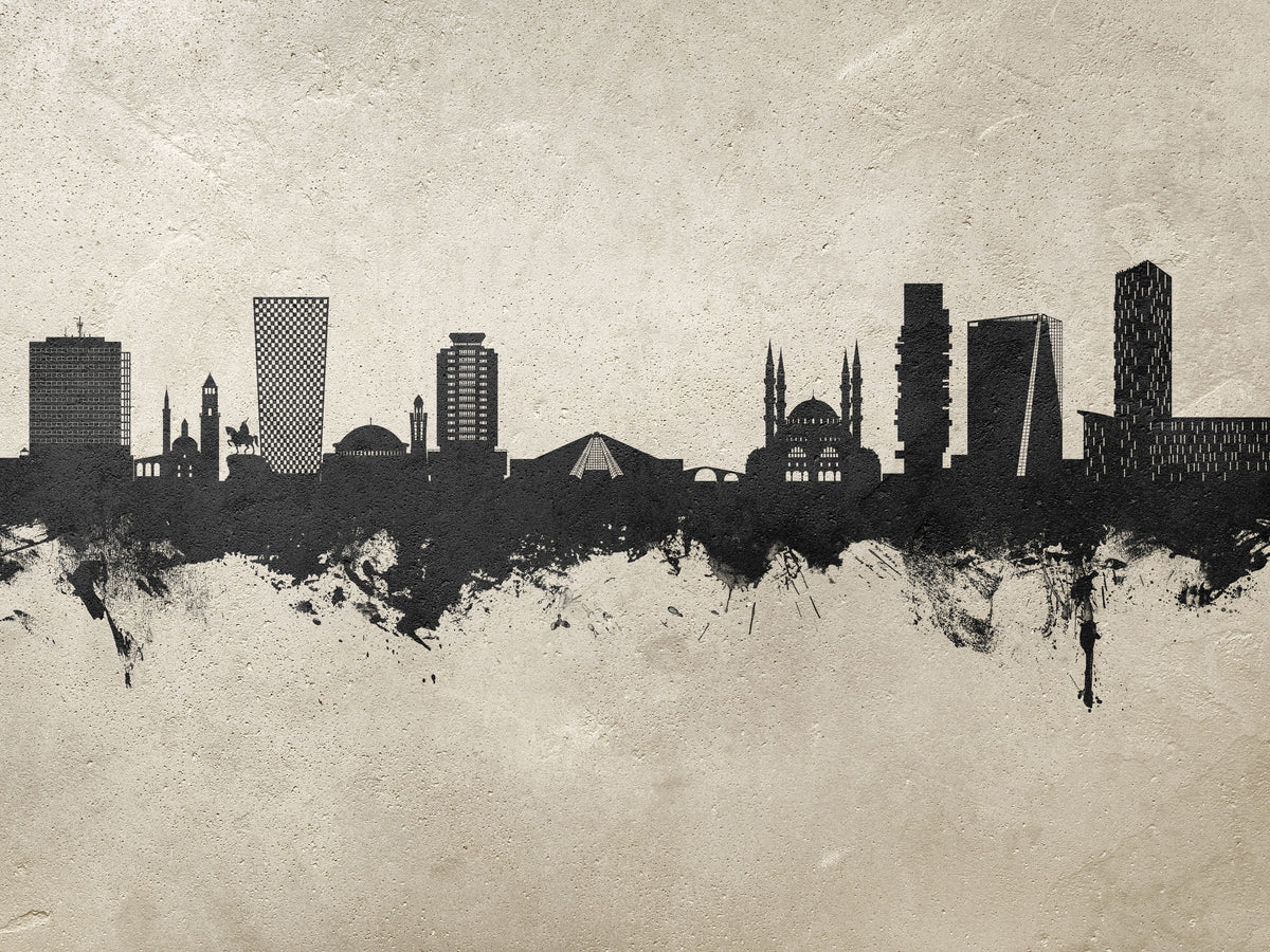 Tirana Skyline Concrete Mural Wallpaper - pure wallpaper artwork