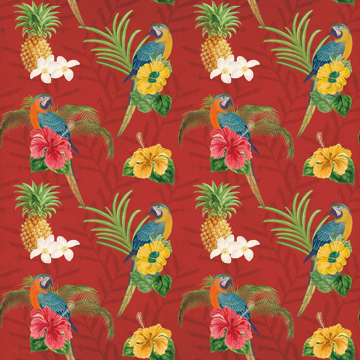 Parrot Paradise Red Mural Wallpaper - pure wallpaper artwork